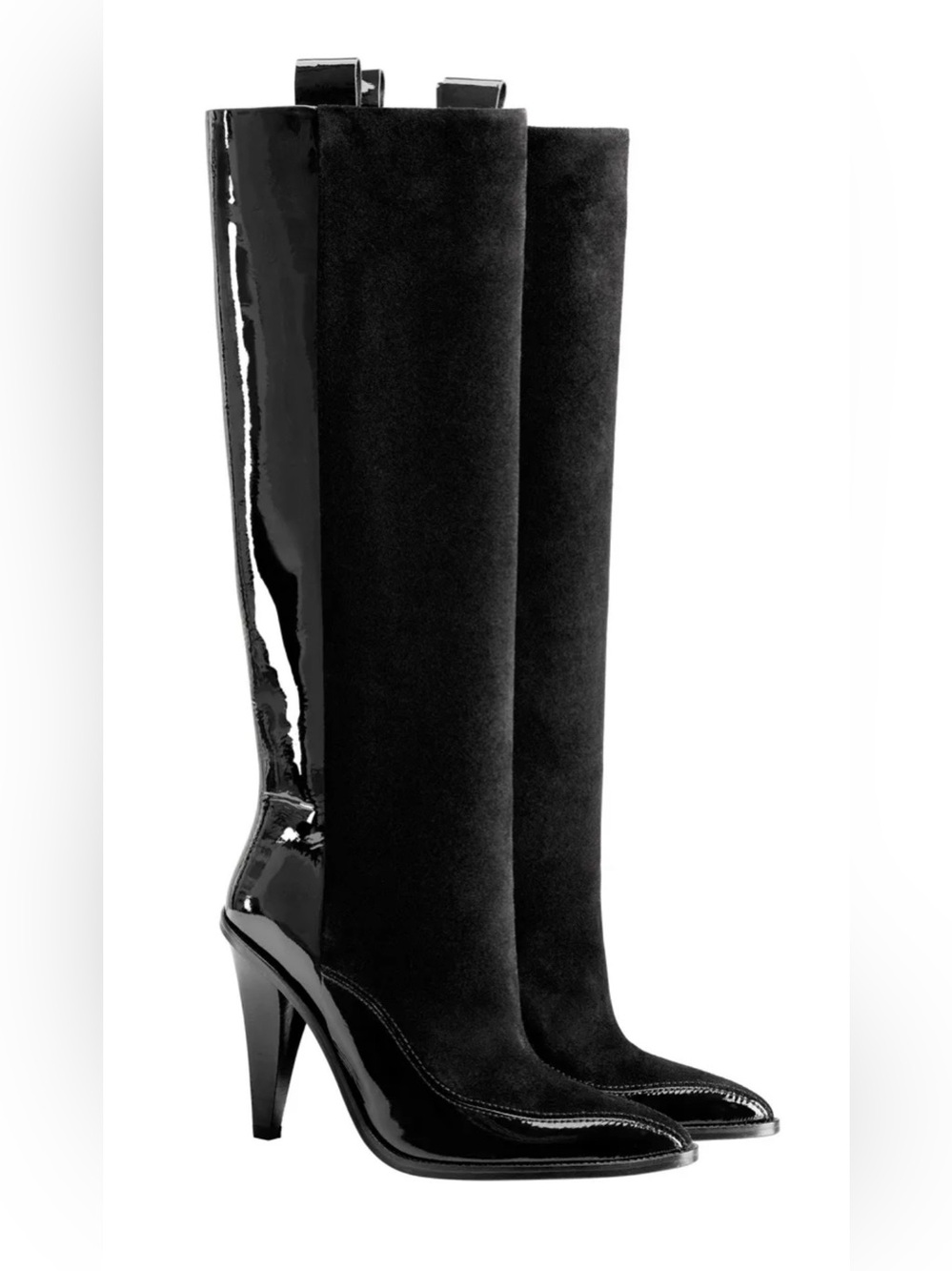 Autre Marque H&M Studio Boots Black Suede Leather Patent leather Sz 37